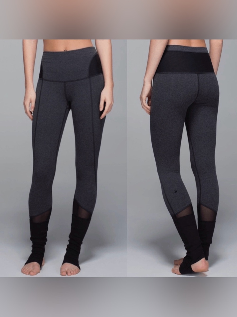 Lululemon Devi Yoga Pants Womens Heathered Speckled Black Leggings Stirrup